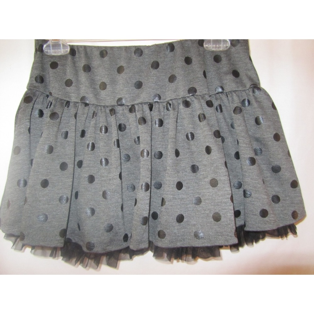 Beautees Charcoal Grey Polka Dot Skirt XL 14 16